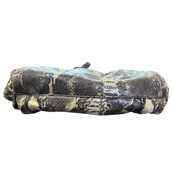 Vintage Sharif Snake Print Leather Shoulder Bag Clutch Matching Coin Pouch USA - Picture 5 of 7